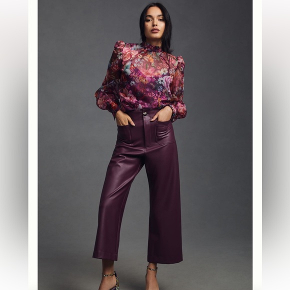 NWT Anthropologie Organza Blouse Purple Motiff Sz XXS - Picture 7 of 13